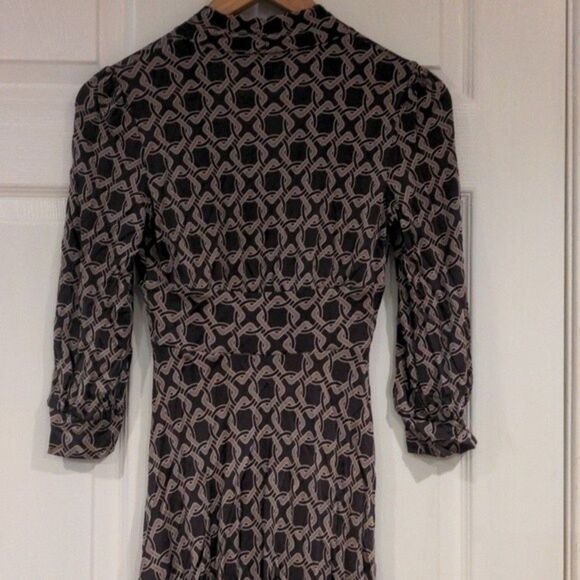 Banana republic purple taupe geo graphic dress 3/4 dres - Picture 5 of 5
